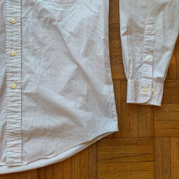 Men's Brooks Brothers White Blue Orange Shirt, M - Picture 3 of 7